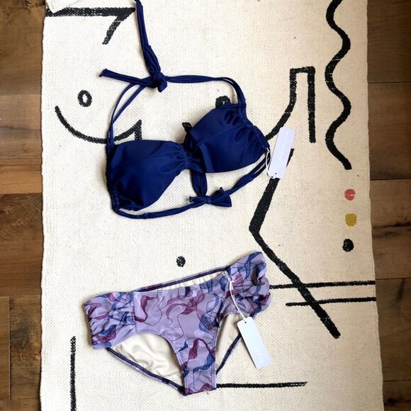 Stria Swim Ruched Purple Bikini Bottom - Picture 6 of 6